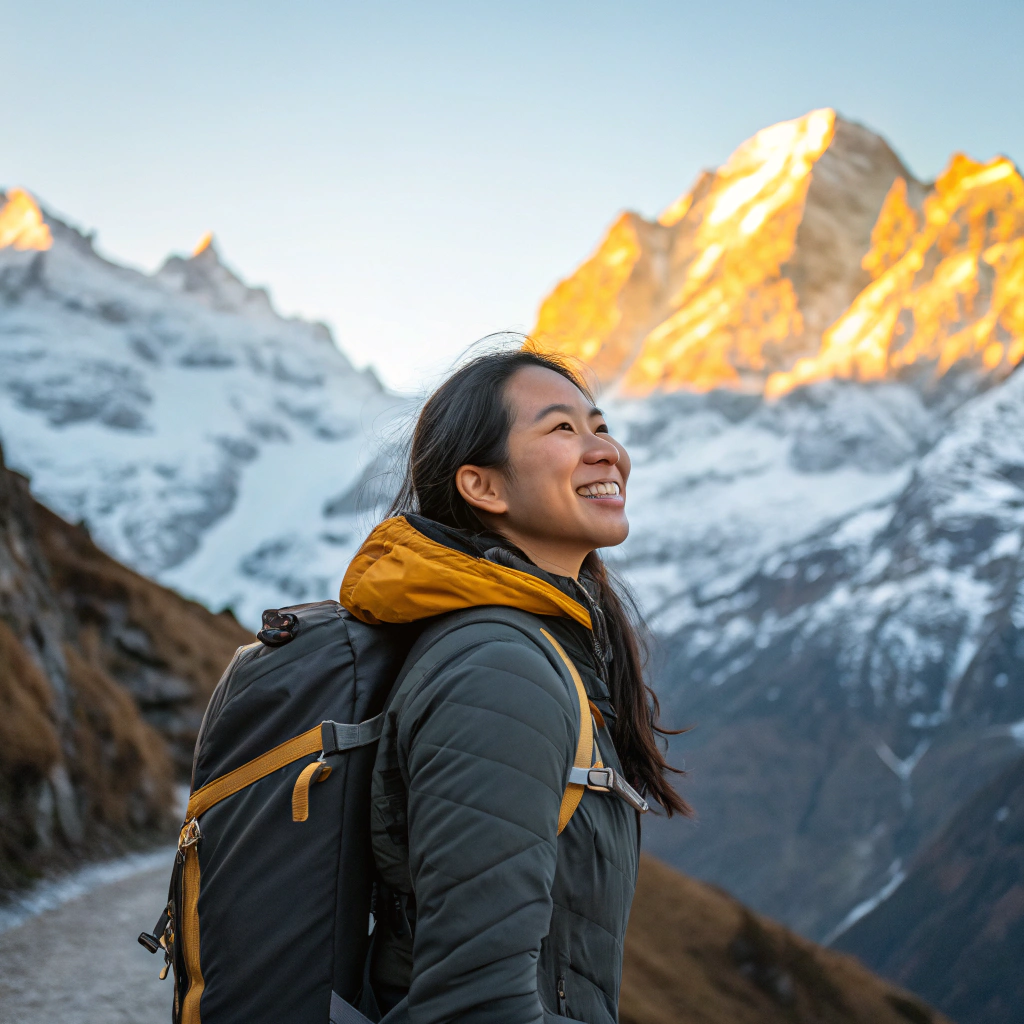 Person looking at a lush green valley